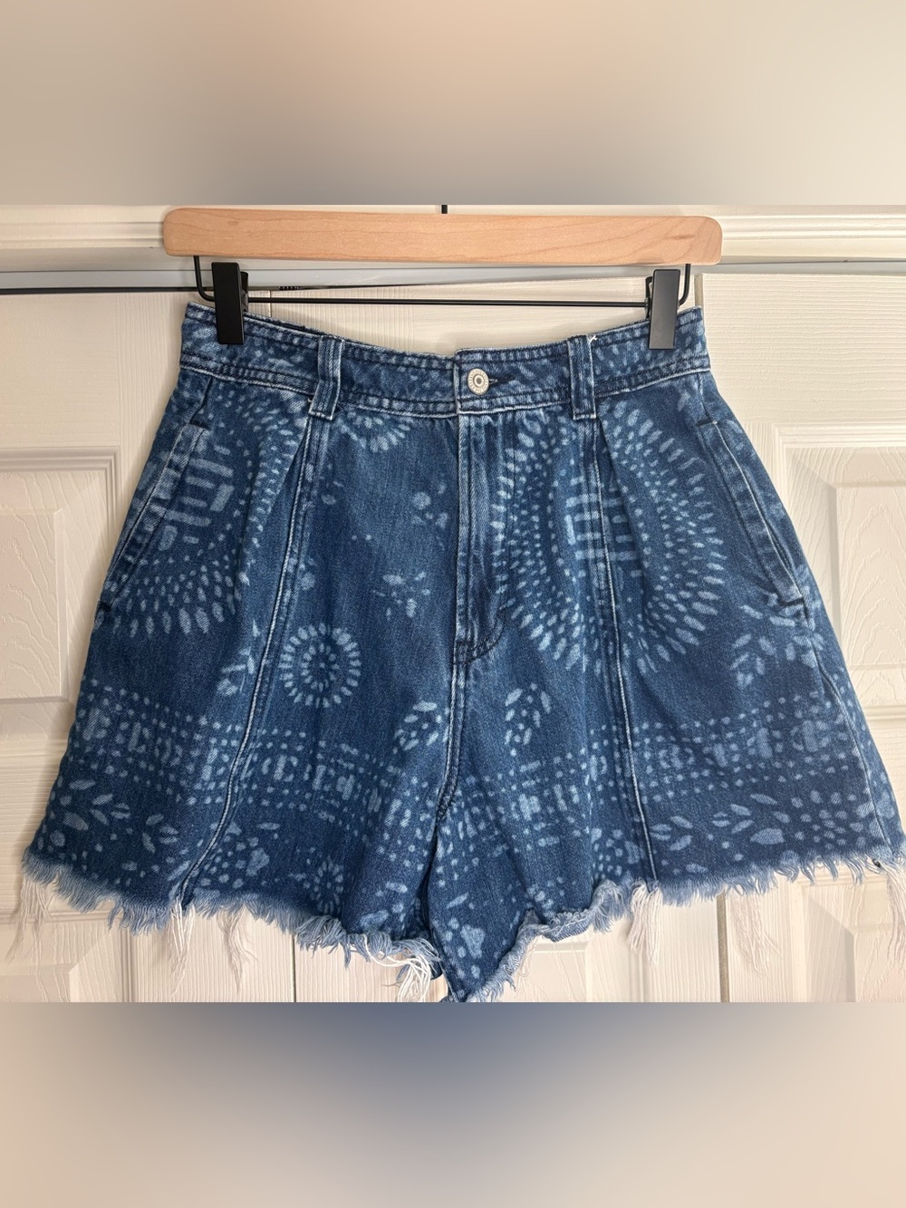 We The Free Blue Tie-Dye Denim Shorts